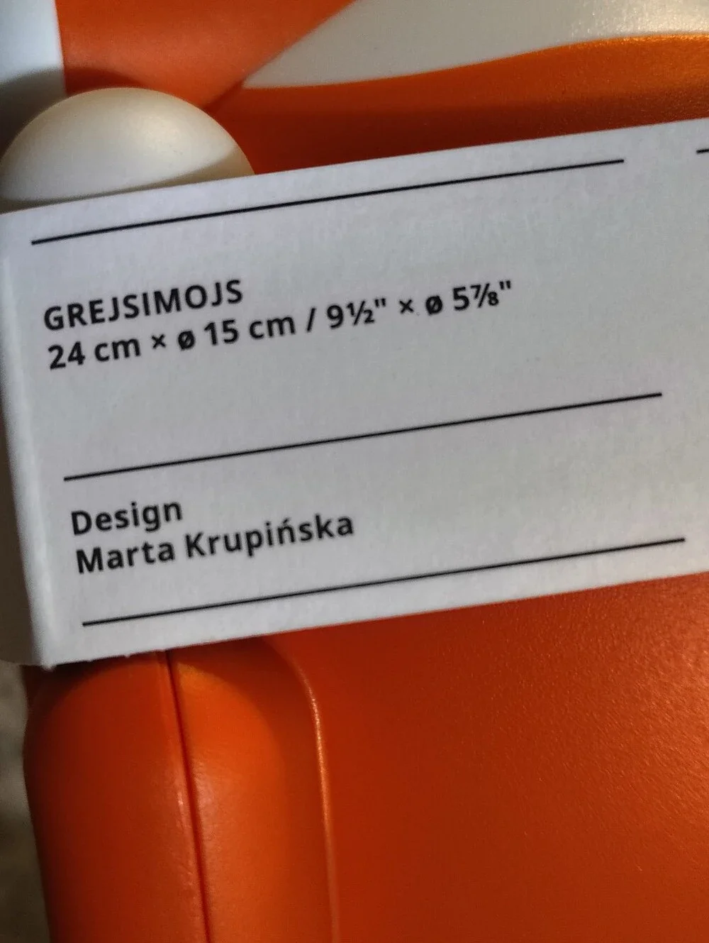 GREJSIMOJS Orange and White Decorative Figurine
